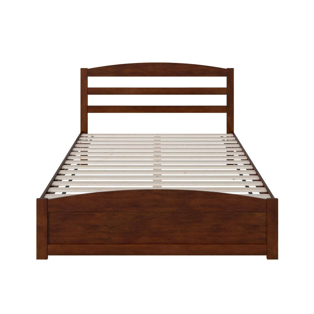 Warren Walnut Queen Platform Bed with Slatted Headboard