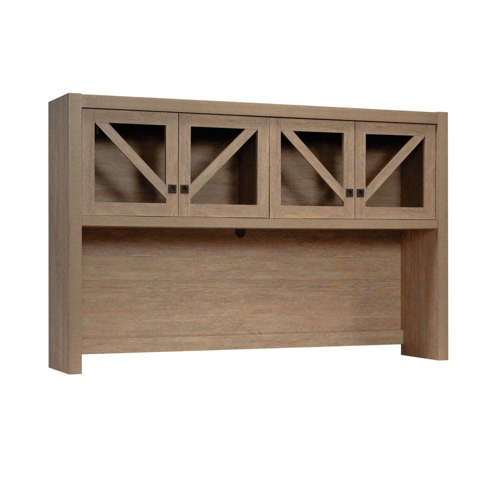 Brushed Oak Large Office Hutch with Glass Doors
