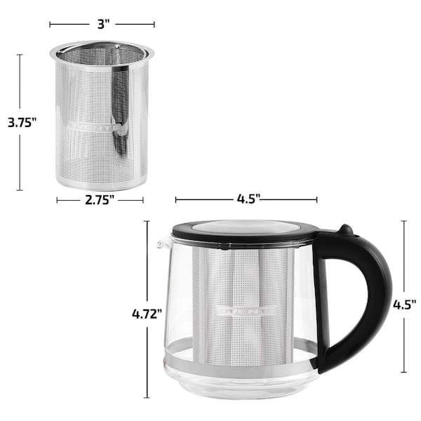Ovente Electric Glass Kettle, 1.7 Liter, Silver, Prontofill
