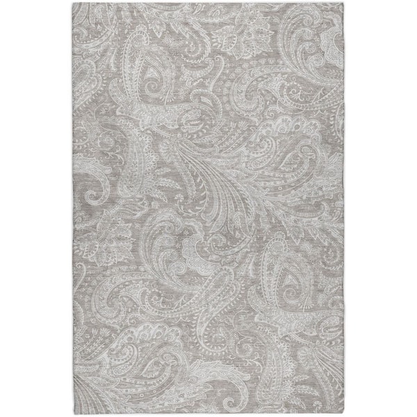 Dream Shag Premium Machine Washable Abstract ADS654 Taupe 5 ft. x 7 ft. 6 in. Area Rug