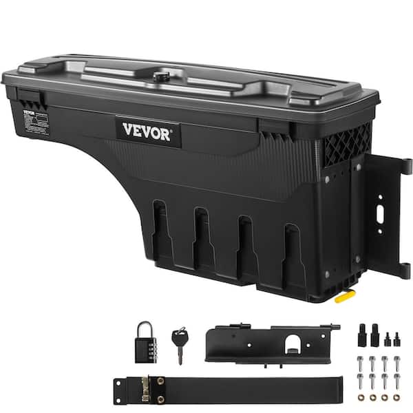 VEVOR 28 in. ABS Truck Bed Storage Box 6.6 Gal. Passenger Side Truck Tool Box with Password Padlock for Tundra 2007-2021,Black