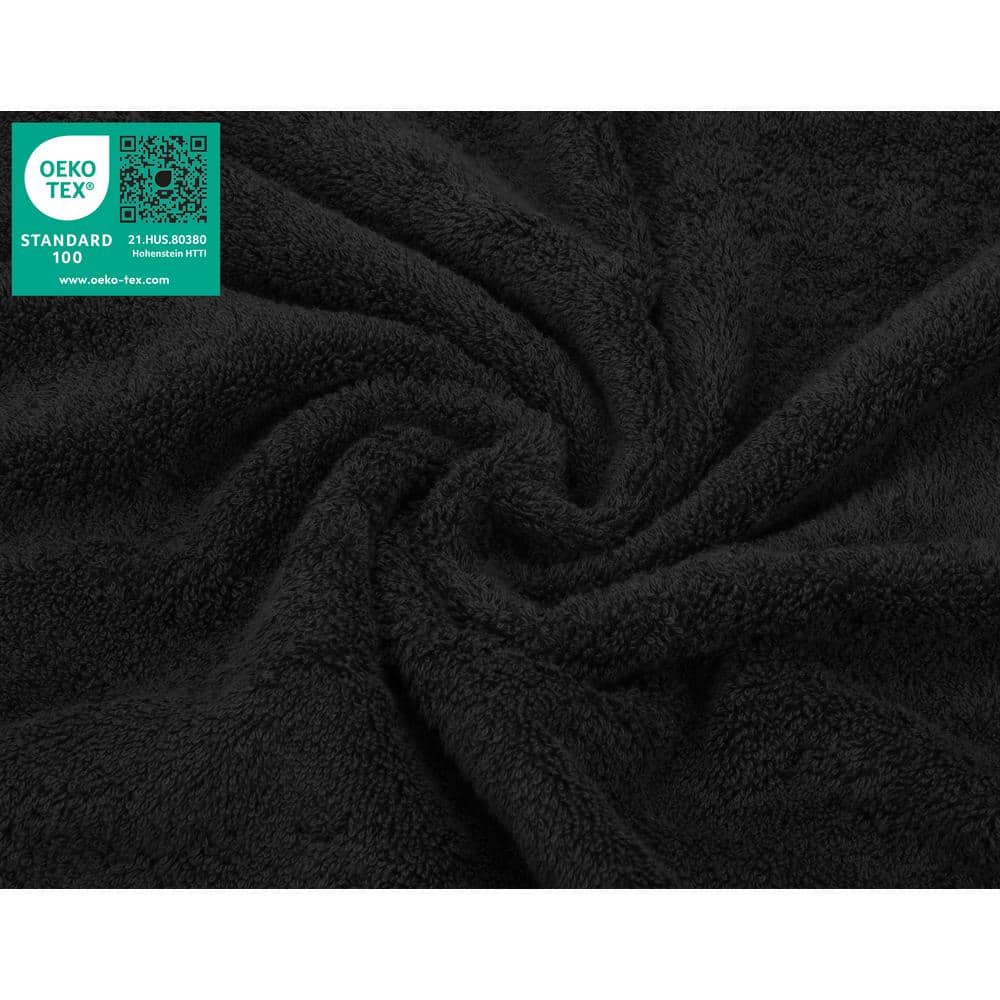 Luxury Black Turkish Cotton Washcloth Set, 4-Piece