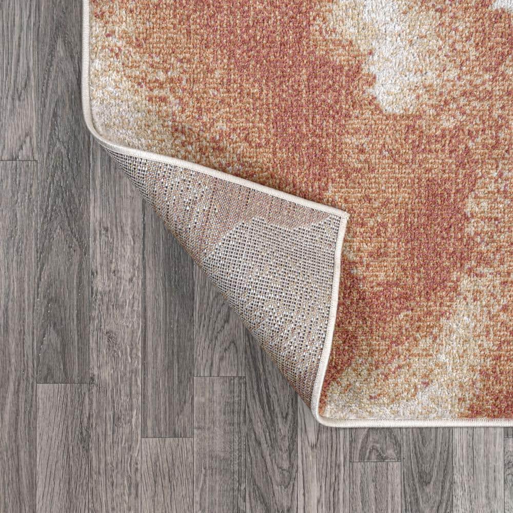 Petalo Abstract Orange and Cream Synthetic Area Rug