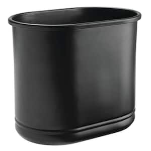 Small Metal Oval 2.5 Gal. Trash Can Decorative Wastebasket in Matte Black