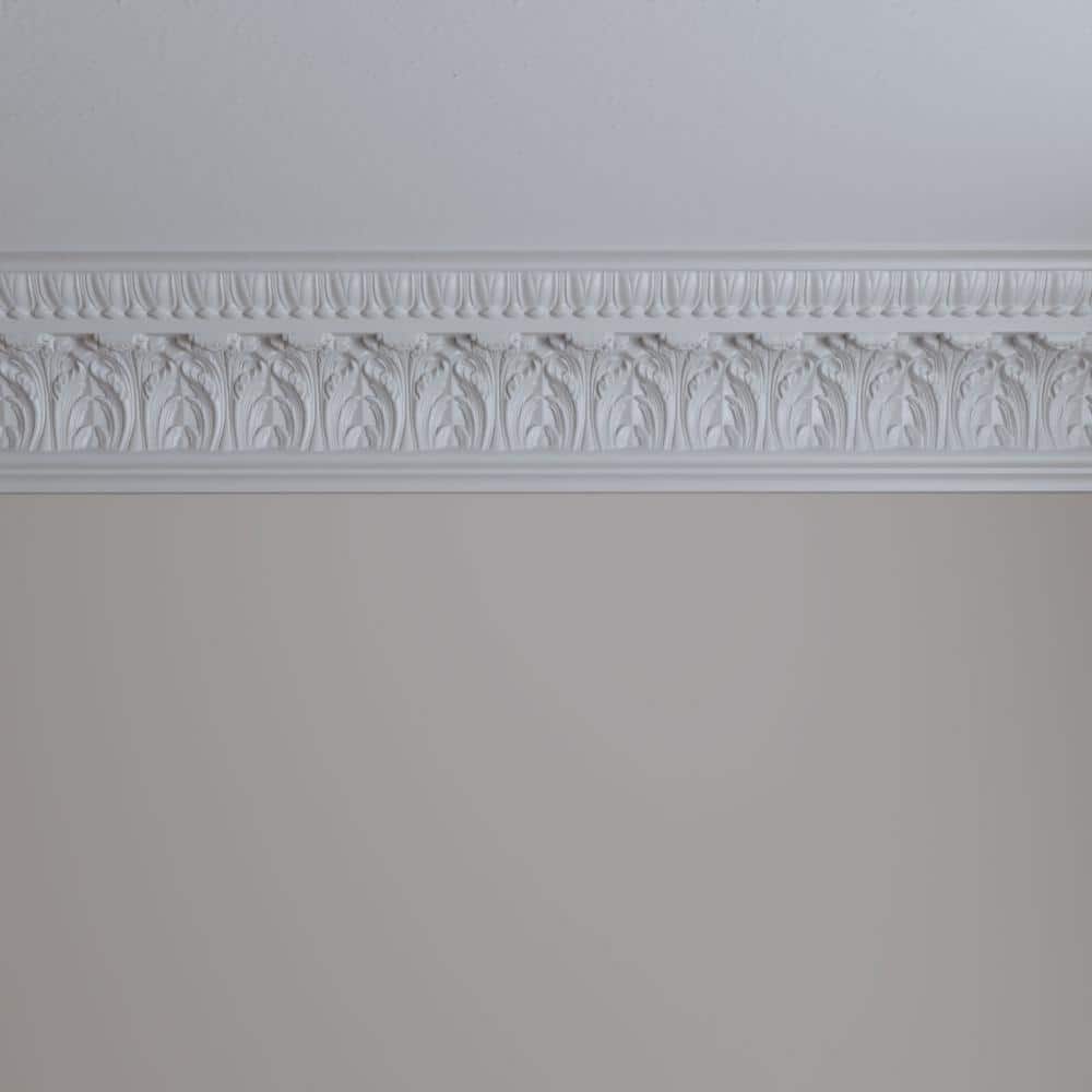 Odessa Leaf Dentil White Polyurethane Crown Moulding, 94.5 in