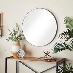 30 in. x 30 in. Simplistic Round Framed Black Wall Mirror with Thin Minimalistic Frame