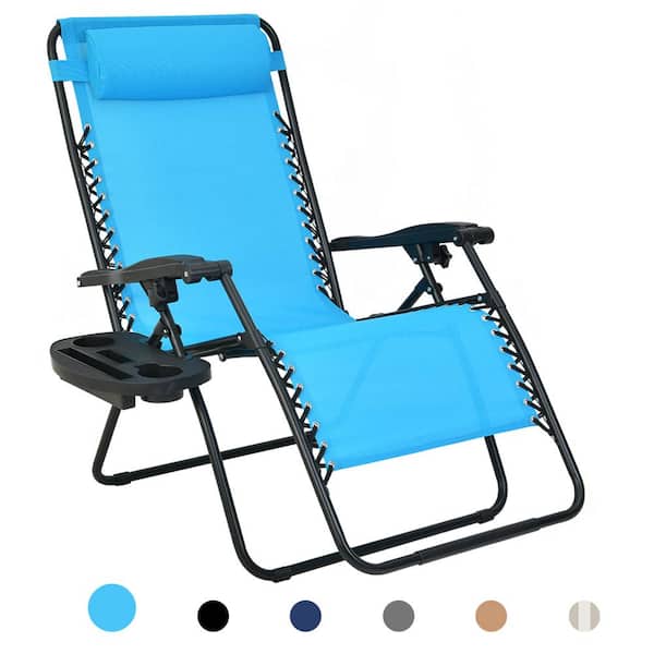 null Blue Zero Gravity Steel Folding Patio Sling Outdoor Lounge Chair