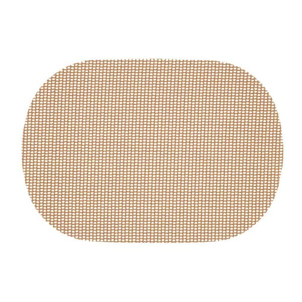 Fishnet 17 in. x 12 in. Camel PVC Covered Jute Oval Placemat (Set of 6)