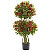 Nearly Natural 4 in. Double Bougainvillea Artificial Topiary Tree 5507 ...