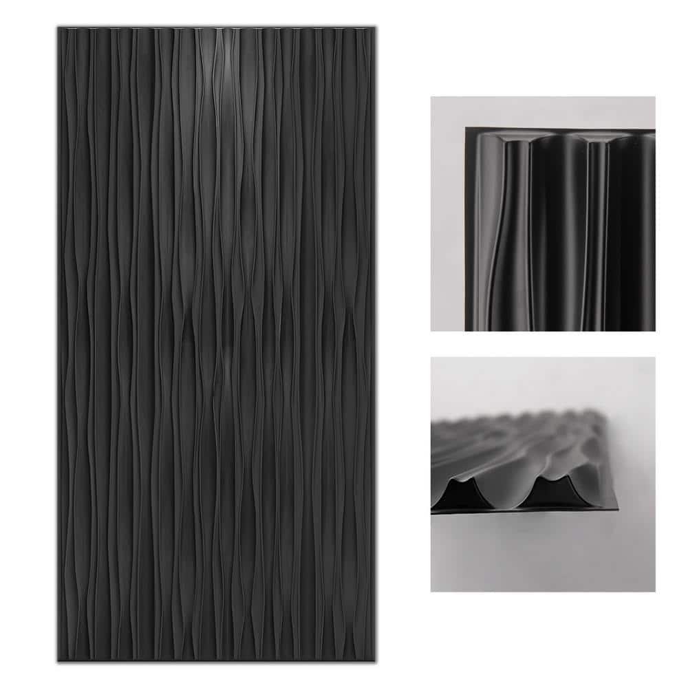 Art3dwallpanels 0.04 in. x 47.2 in. x 23.6 in. Black PVC