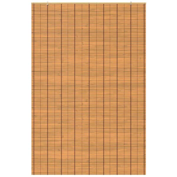 Oriental Furniture Burnt Bamboo Cordless Window Shade Two-Tone Honey 48 in. W x 72 in. L