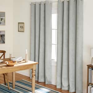 Lustre Silver Solid Woven Room Darkening Grommet Top Curtain, 52 in. W x 96 in. L (Set of 2)