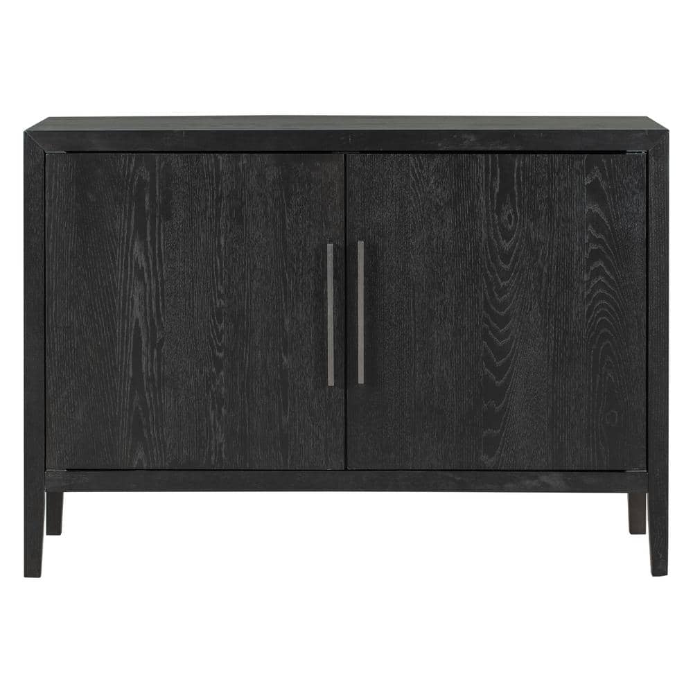 Angel Sar Black Wood Accent Storage Cabinet with Doors and Shelf for ...