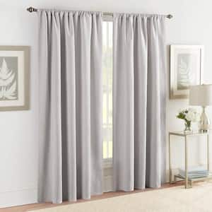 Gray Solid Rod Pocket Room Darkening Curtain - 50 in. W x 84 in. L (Set of 2)