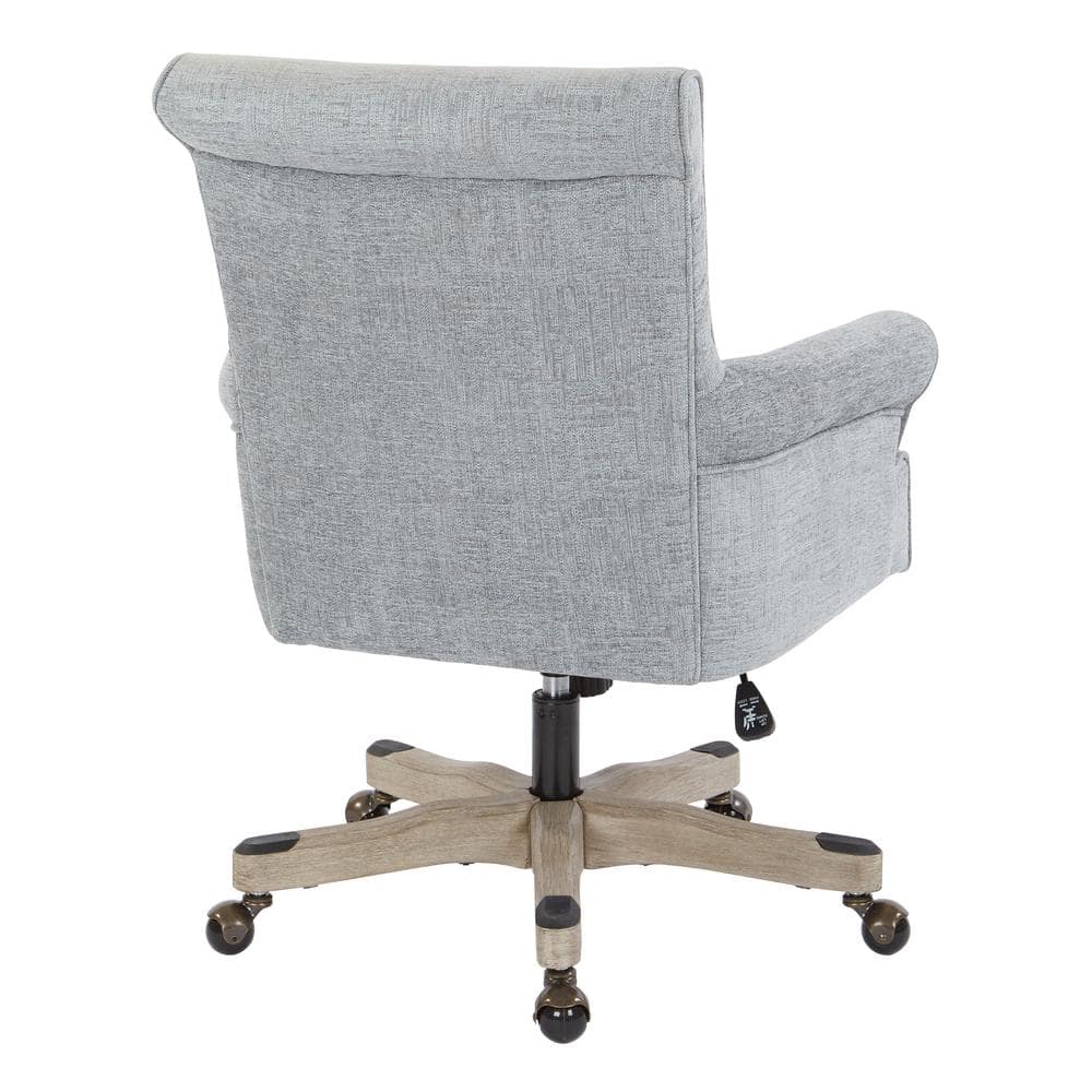 Megan Mist Gray Fabric Swivel Task Chair with Adjustable Arms
