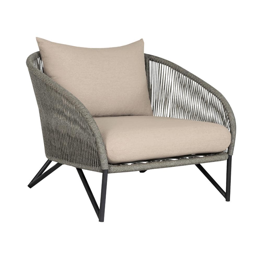 Benicia Gray Rope and Taupe Cushions Outdoor Accent Chair