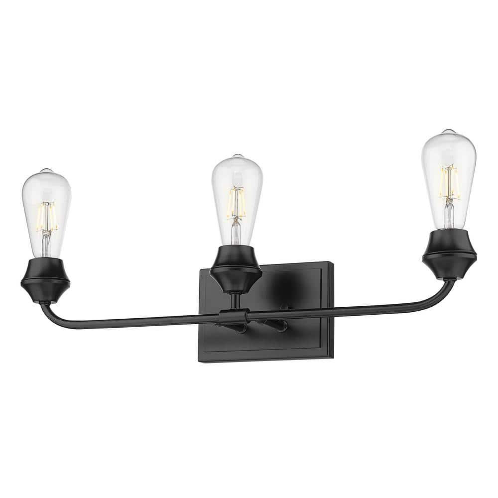 Golden Lighting Ormond 4.375 in. 3-Light Matte Black Vanity Light 2120 ...