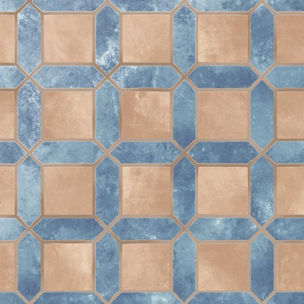 Picket Arendel 15 in. x 23 in. Blue with Terra Square Porcelain Floor and Wall Tile (11.6 sq. ft. /Case)