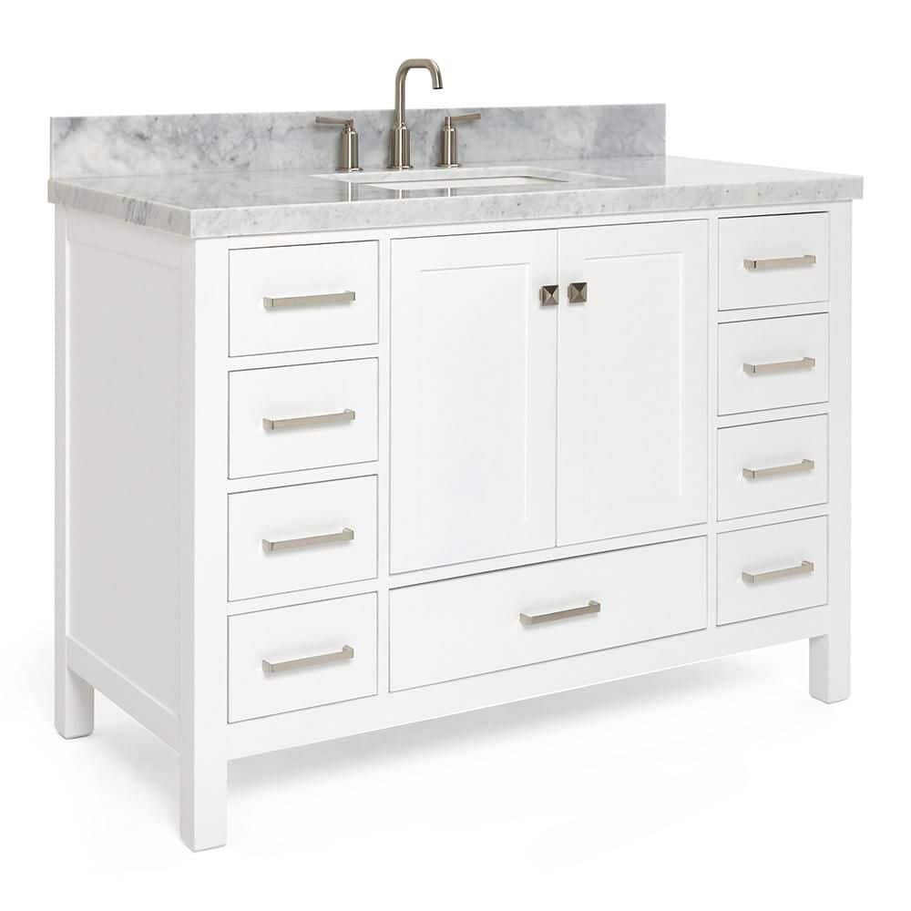 Cambridge 49" White Marble Top Single Sink Vanity