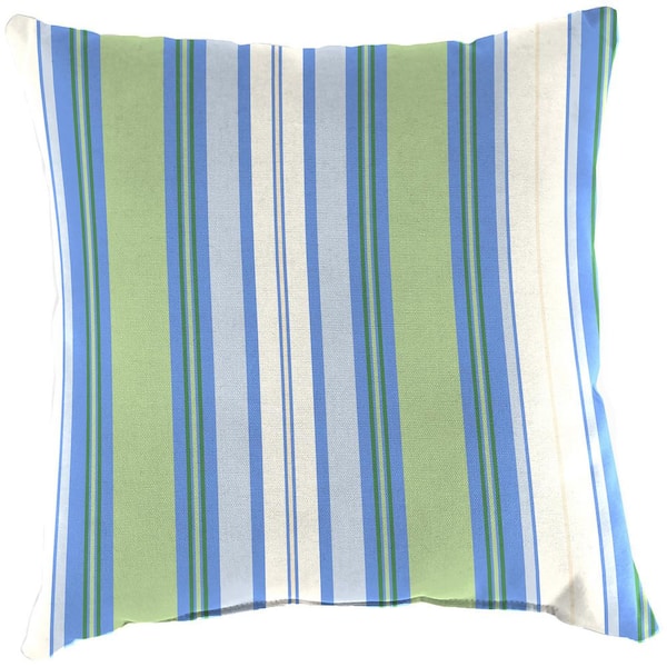 18 in. x 18 in. Outdoor Square Throw Pillow in Green Bimini Stripe