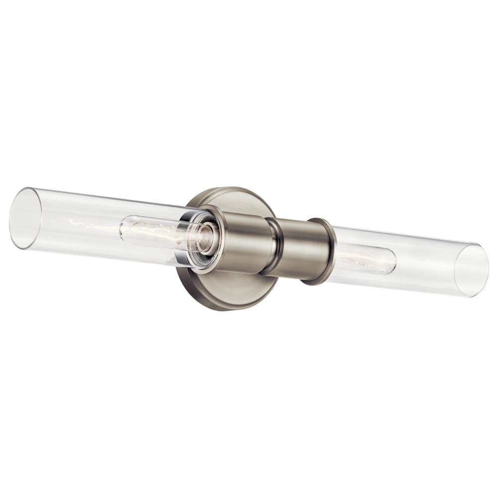 Aviv 24" Brushed Nickel 2-Light Wall Sconce with Clear Glass