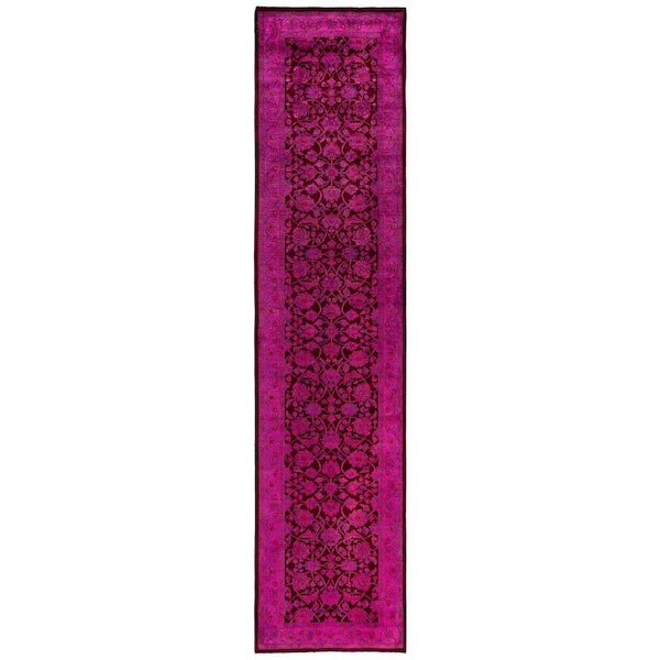 Overdyed Pink 3 ft. x 11 ft. Solid Wool Indoor Runner Rug