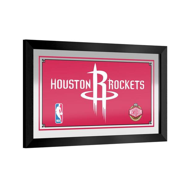 Houston Rockets Logo 26 in. W x 15 in. H Wood Black Framed Mirror