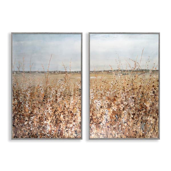 Stupell Industries Rustic Country Prairie by Tim OToole 2 Pieces Gray Framed Nature Giclee Art Print 24 in. x 16 in.