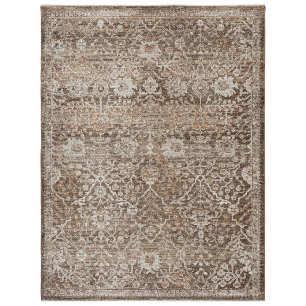 Hazel 8 ft. x 10 ft. Brown/Ivory Traditional Floral Ornate Area Rug price history on PriceWatchPro