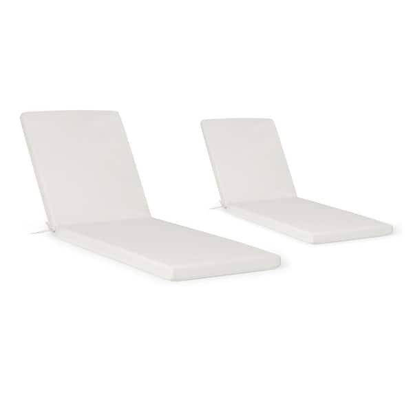 FadingFree (Set of 2) 21.5 in. x 26 in. x 2.5 in. Outdoor Patio Chaise Lounge Chair Cushion Set in White
