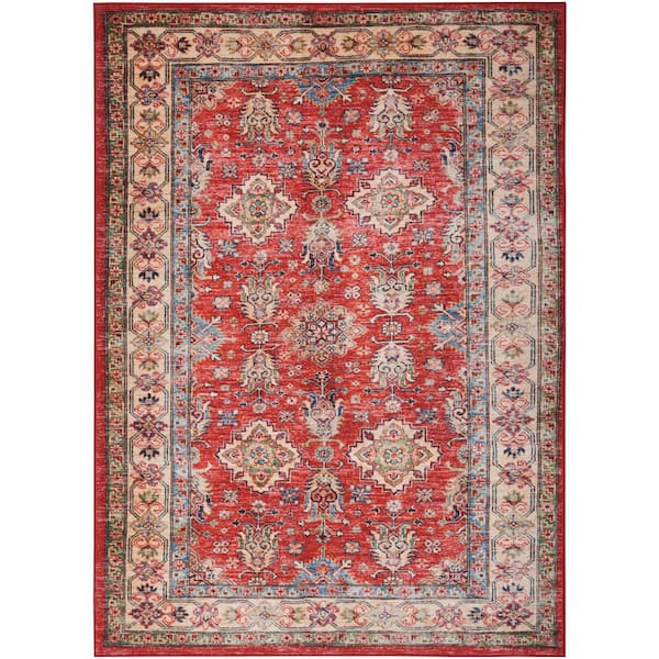 Nourison Fulton Red 8 ft. x 10 ft. Persian Vintage Medallion Area Rug