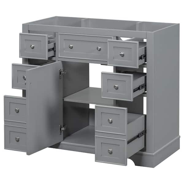 Unbranded 35.6 in. W x 17.9 in. D x 33.4 in. H Bathroom Gray Linen Cabinet