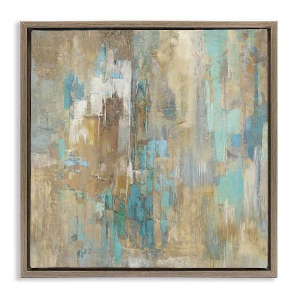 Stupell Industries Complex Abstract with Blue by Justin Turner Brown Floater Frame Abstract Graphic Art Print 25 in. x 25 in.
