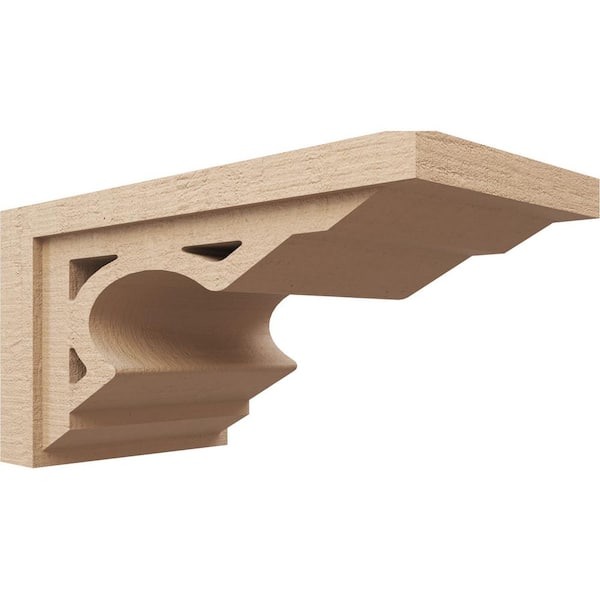 Ekena Millwork 12-in. x 24-in. x 12-in. Series 3 Wide Sheridan Rough Cedar Woodgrain Timberthane Polyurethane Corbel, Primed Tan