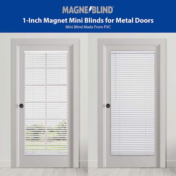 White Cordless Room Darkening Magnetic Mini Blinds with 1 in. Slats - 25 in. W x 72 in. L