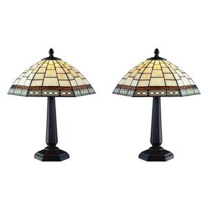 Tiffany Style 18 in. White Antique Table Lamp Set