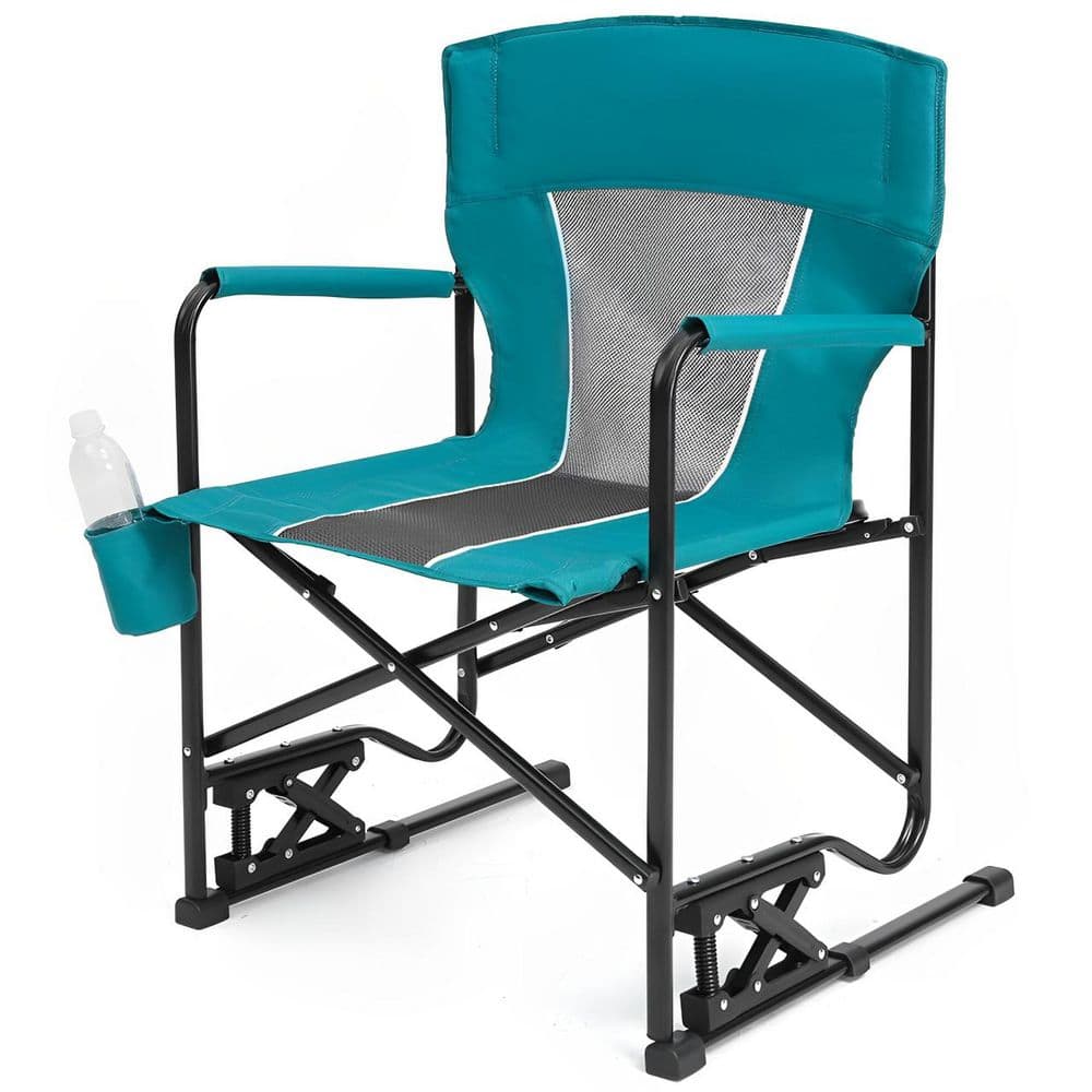 Metal Folding Outdoor Lawn Chair, Rocker Camping Chair Rocking Chair w/ Dur
