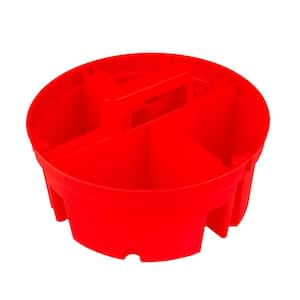 10.375 in. 4-Compartment Bucket Super Stacker Small Parts Organizer in Red