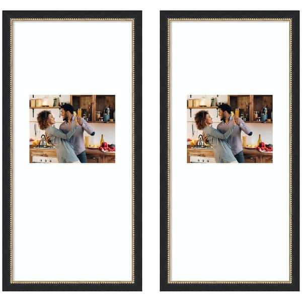 Belmont 14 x 30 Matted to 8 x 10 Black Wood Picture Frame Set of 2