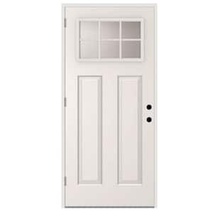 32 in. x 80 in. Element Series 6 Lite Right-Hand Outswing White Primed Steel Prehung Front Door with 4-9/16 in. Frame