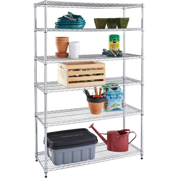 Hdx Chrome 6 Tier Heavy Duty Metal Wire, Wire Shelving Post Extension