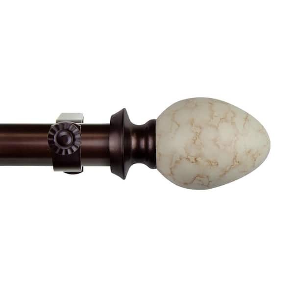 EMOH 120 in. - 170 in. Adjustable Single Curtain Rod 1 in. Dia in Bronze with Danyon Finials