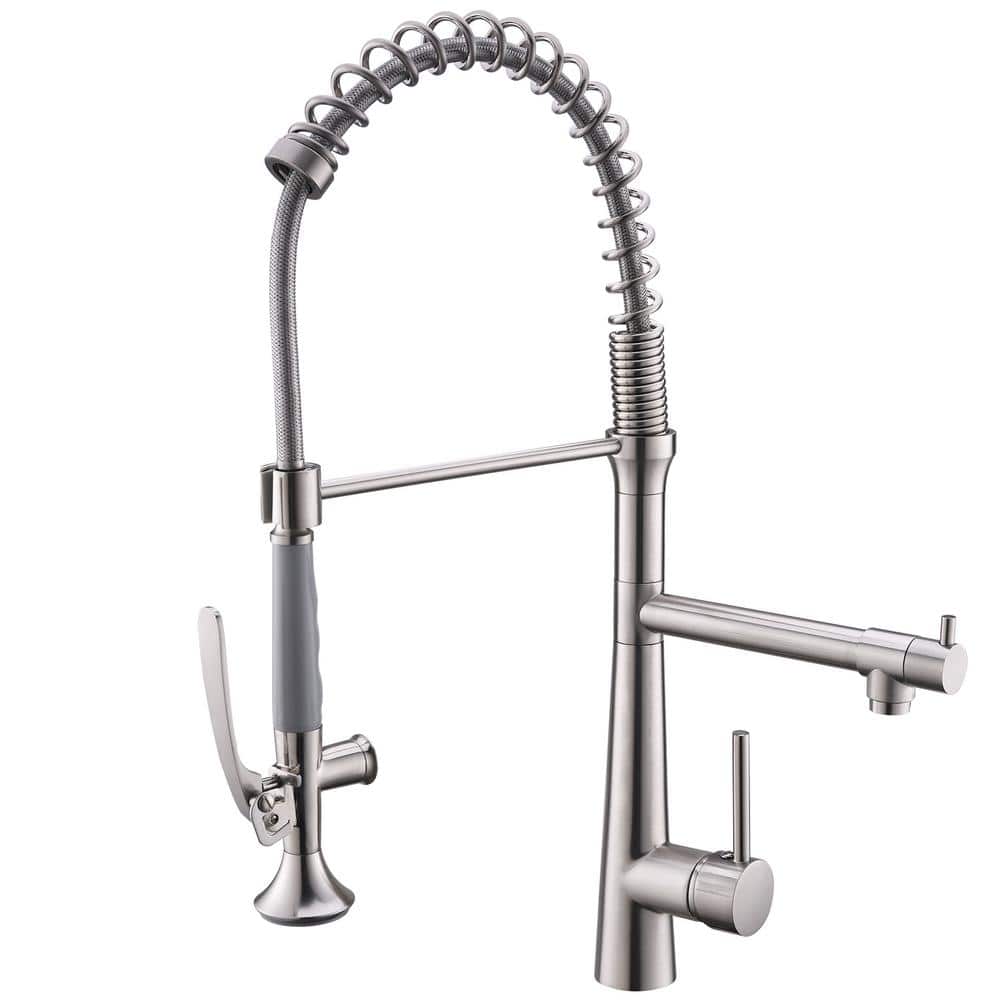 Stainless Steel Faucet Single-Handle Faucet Silver Pull-Down Sprayer Kitche