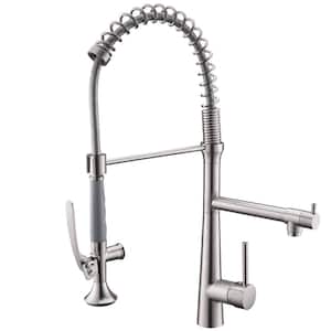 Stainless Steel Faucet Single-Handle Faucet Silver Pull-Down Sprayer Kitchen Faucet