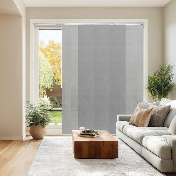 Skyrise Cut-to-Size Grey Light Filtering Adjustable Sliding Panel Track Blind w/ 23 in. Slats Up to 86 in. W x 96 in. L