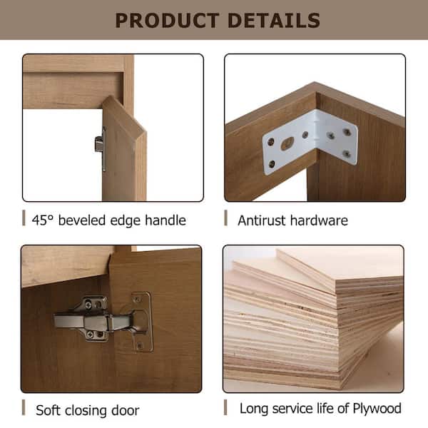 17 in. W x 12 in. D x 21 Single Sink Wall Mounted Bath Vanity in Imitative Oak with Gloss White Ceramic Top