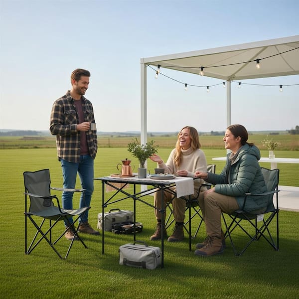 Kadyn Roll-up aluminum camping table with lightweight metal frame