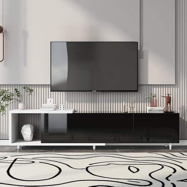 Polibi Mondern Stylish Black TV Stand Fits TV's up to 80 in.