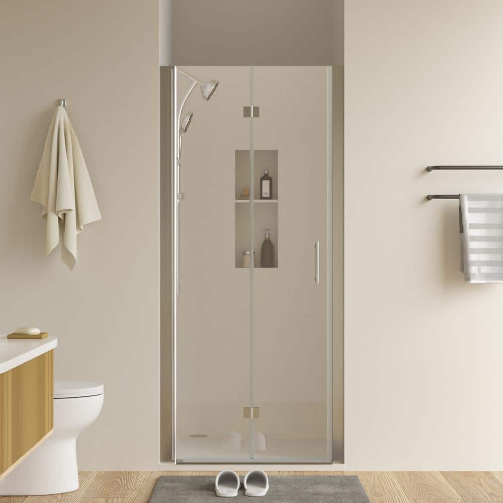"30"" W x 72"" H Semi-Frameless Shower Door in Brushed Nickel with 1/4"" Tempered Glass Bi-Fold Style" price history on PriceWatchPro