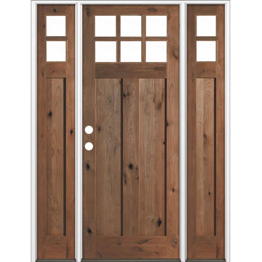 Krosswood Doors 64 in. x 96 in. Knotty Alder Right-Hand/Inswing 6 Lite ...